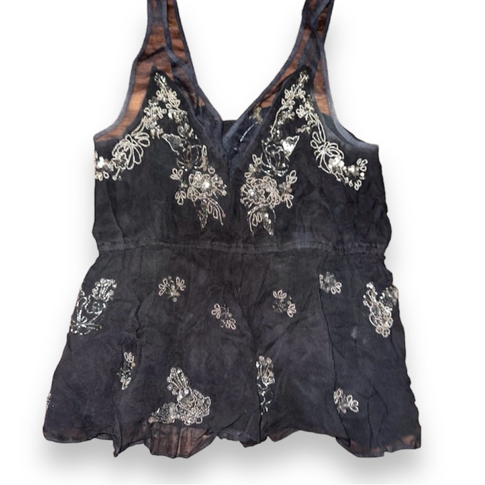 Free People Black Sequined Top: Worn Once (Perfect for Holidays) 
Size: M